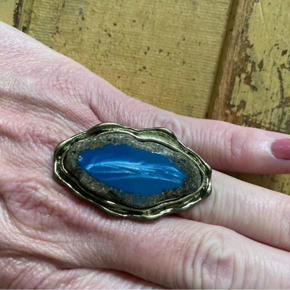 ASOS RING VINTAGE STYLE BOHO CHUNKY RING WOMENS L BRUSHED GOLD OVERSIZED - Picture 12 of 16